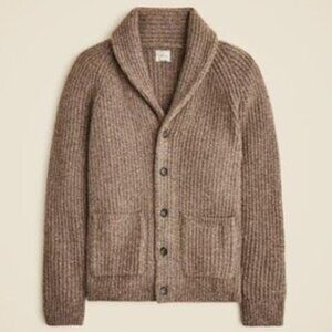 J. Crew Rugged Merino Knit Men's Button Down Thick Cardigan Sweater Tan S